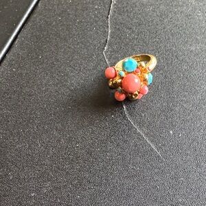 Elegant Gold and Coral Ring